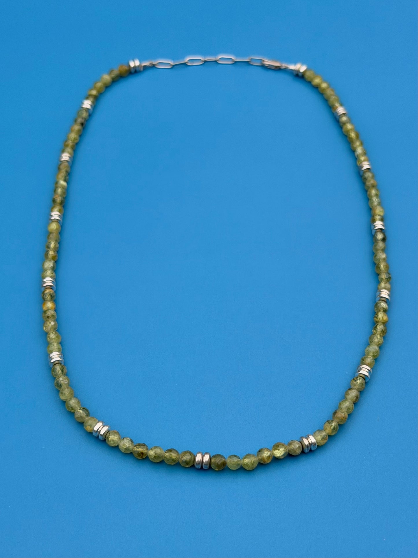 Peridot & Silver Hematite Strand
