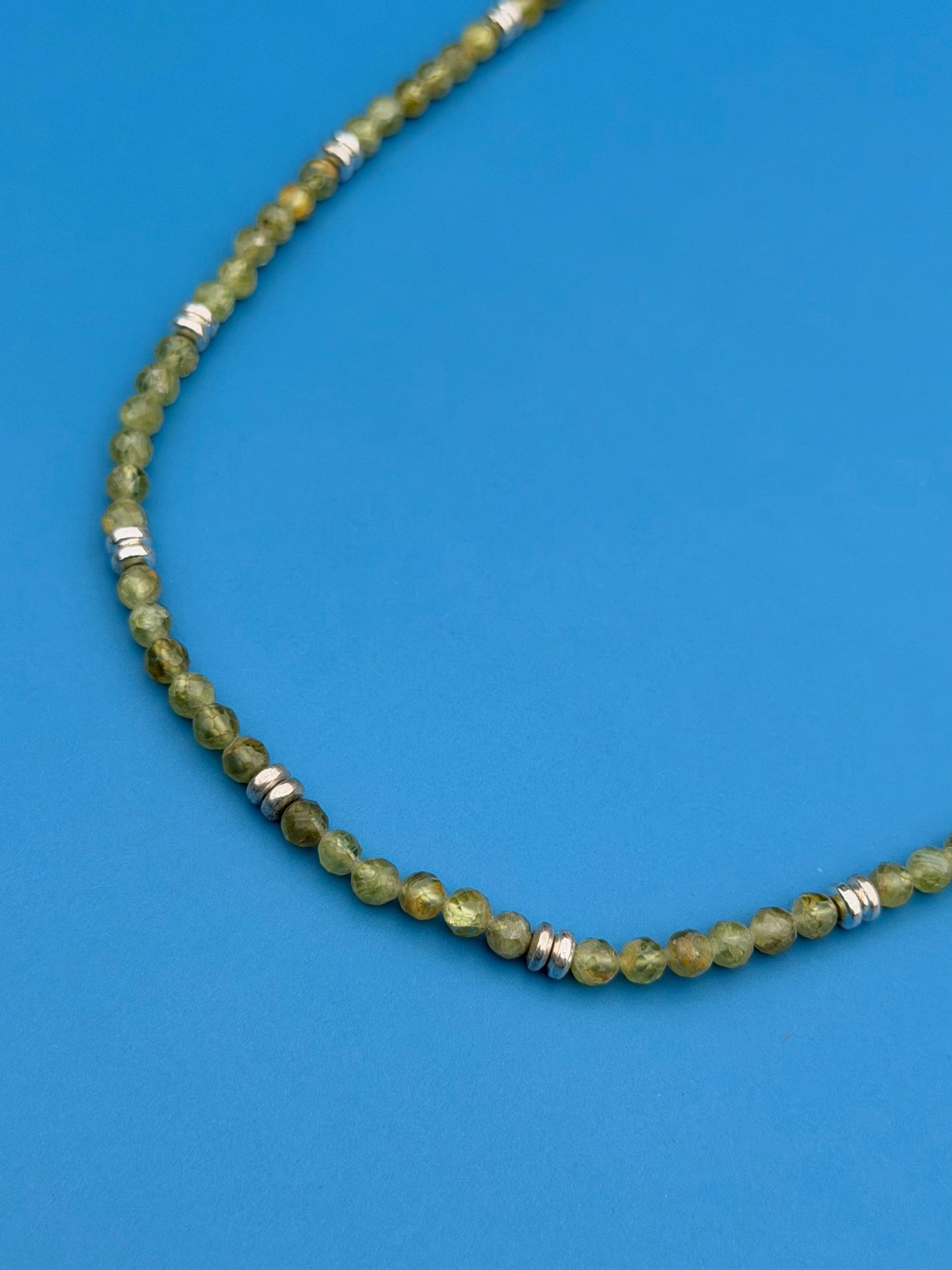 Peridot & Silver Hematite Strand