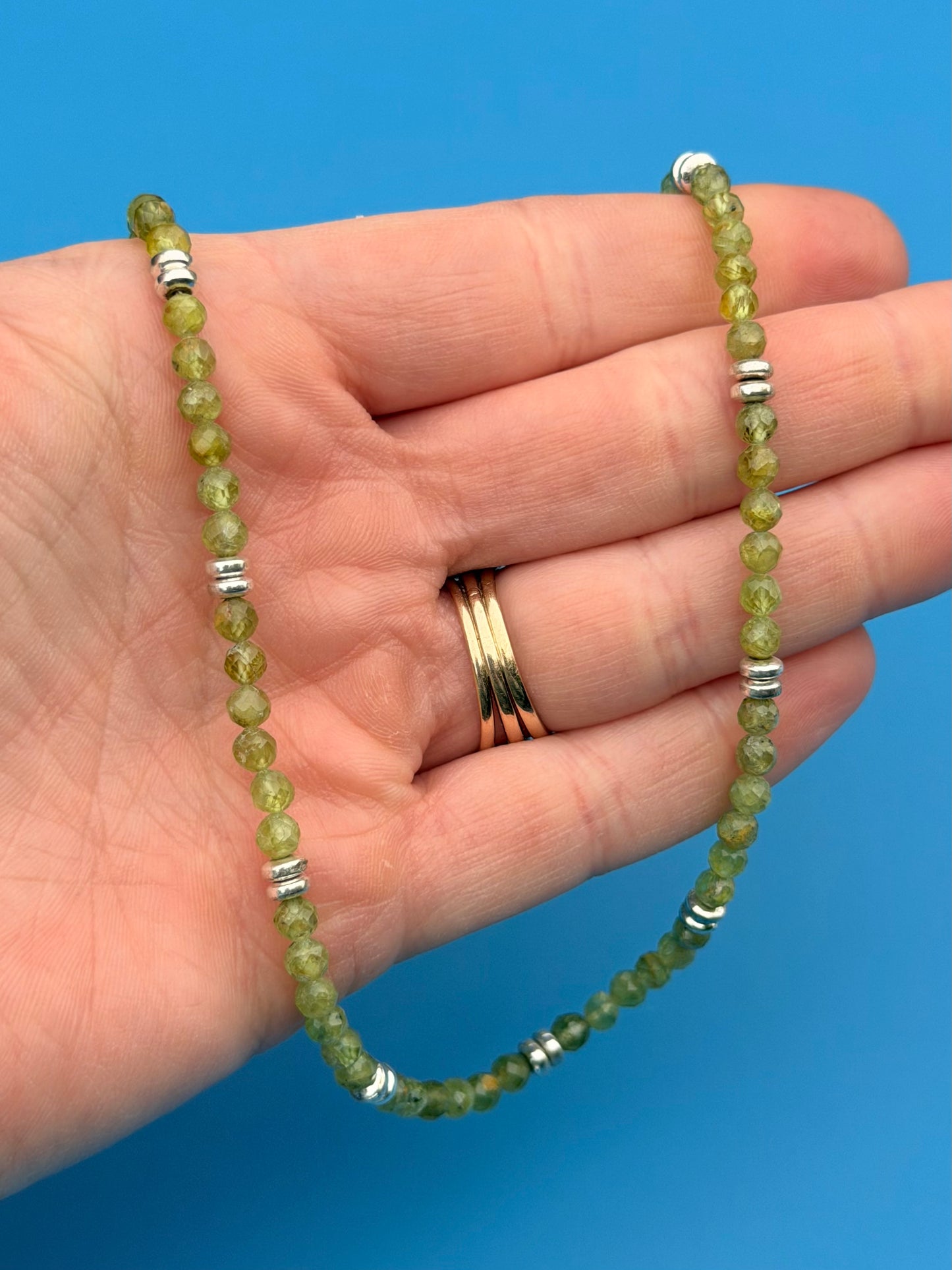 Peridot & Silver Hematite Strand