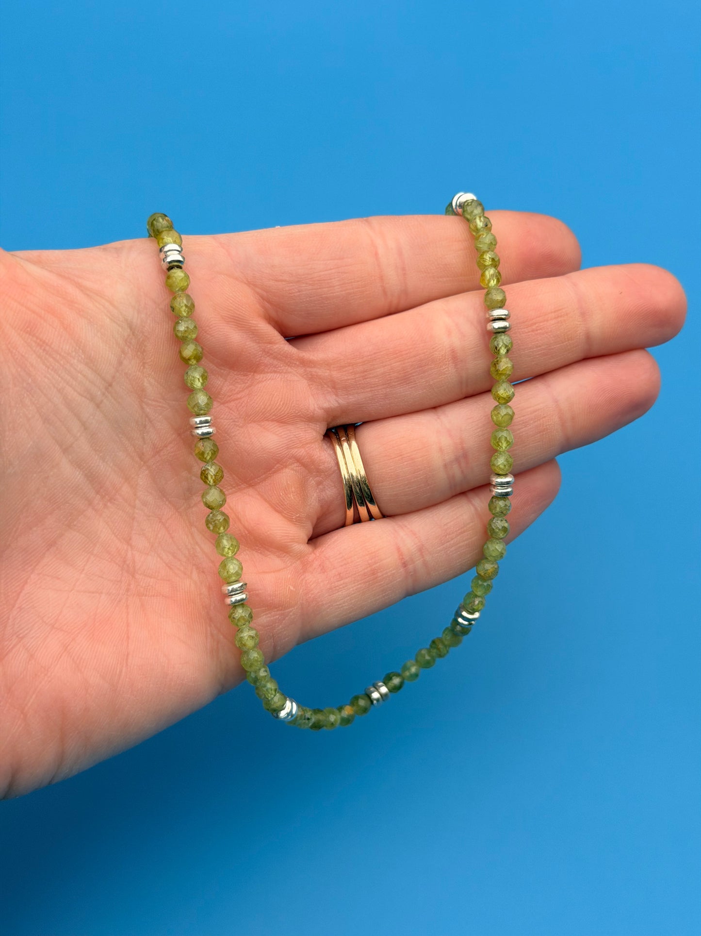 Peridot & Silver Hematite Strand