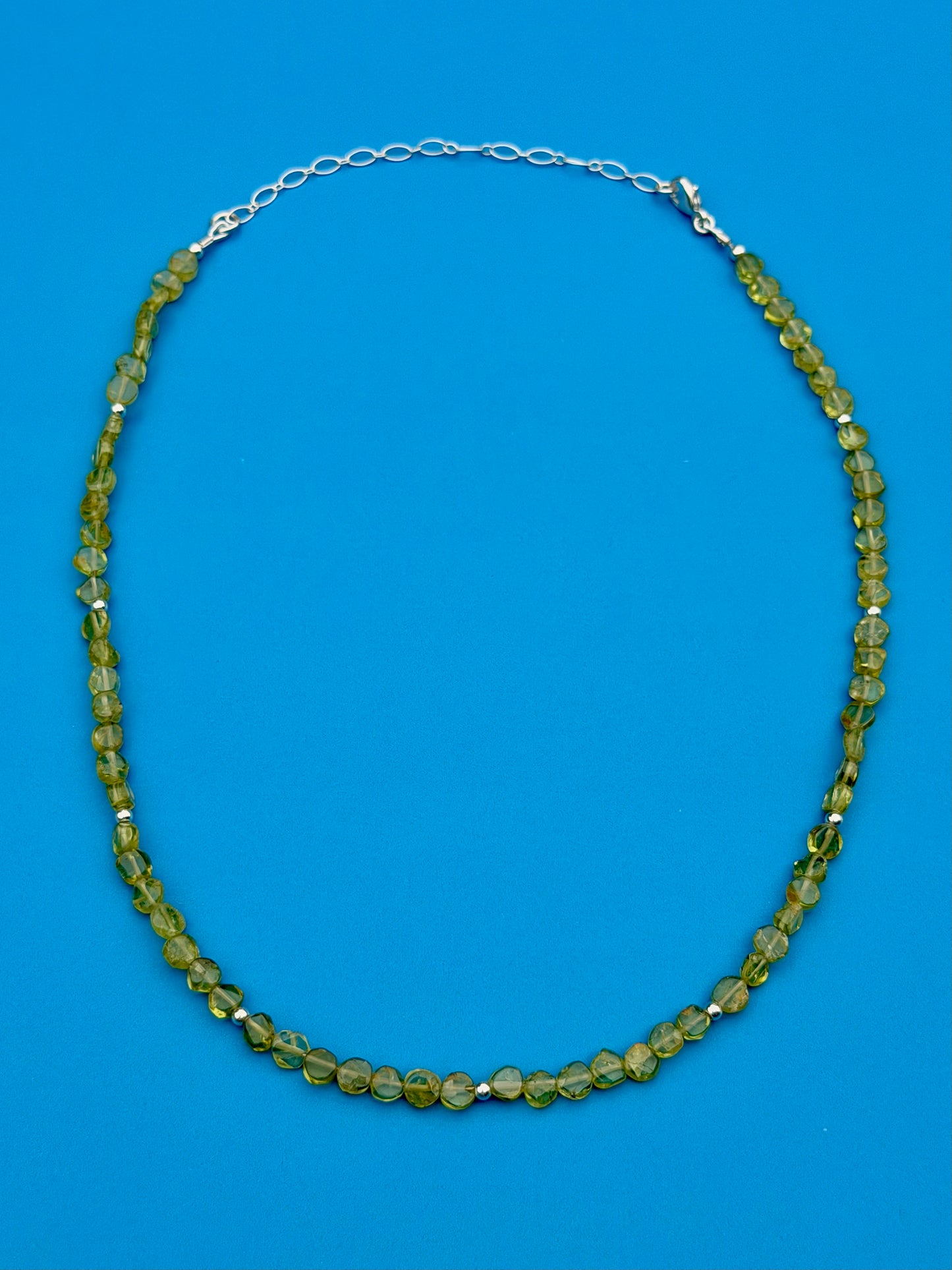 Peridot Coin Sterling Silver Strand