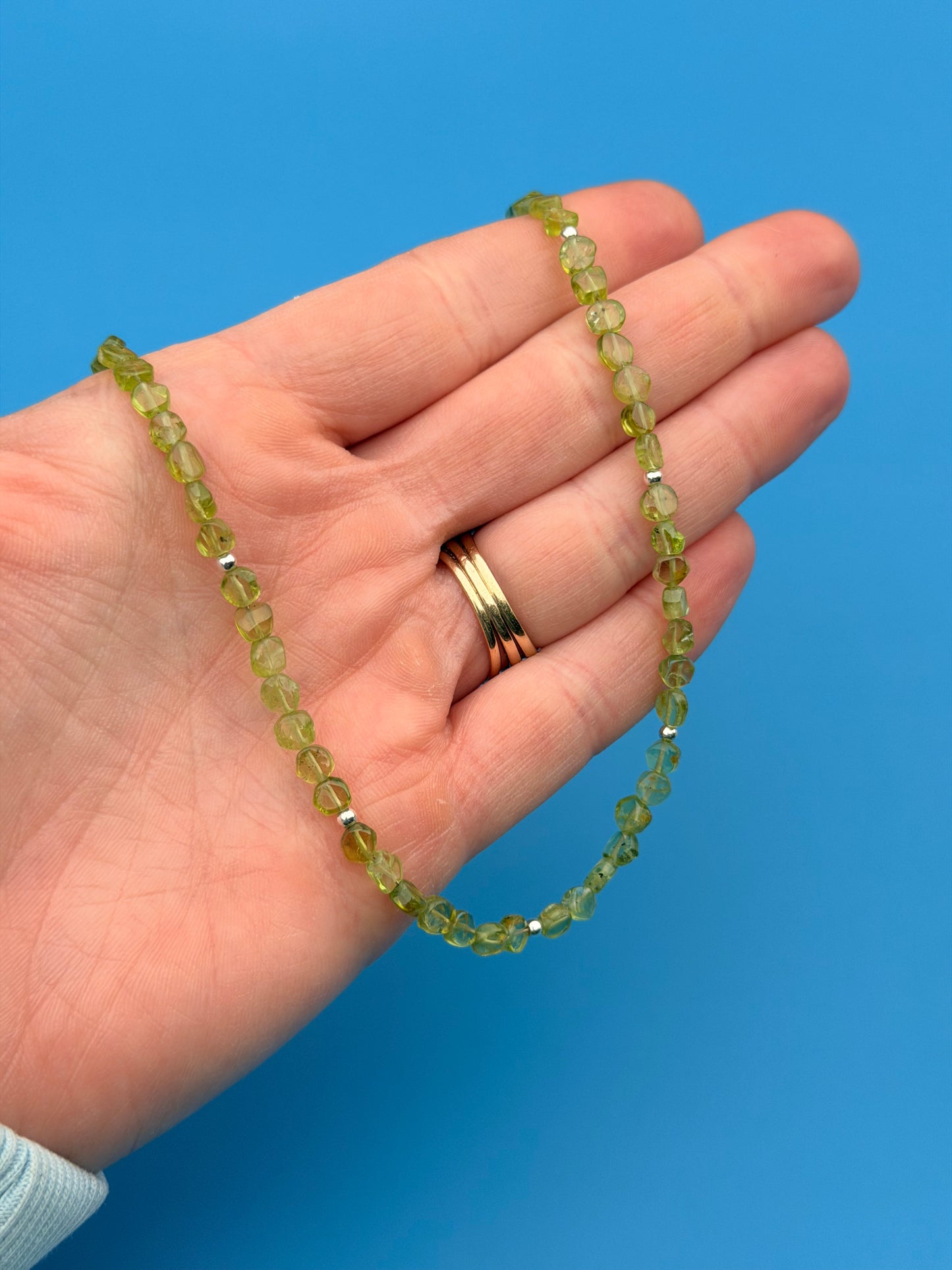 Peridot Coin Sterling Silver Strand