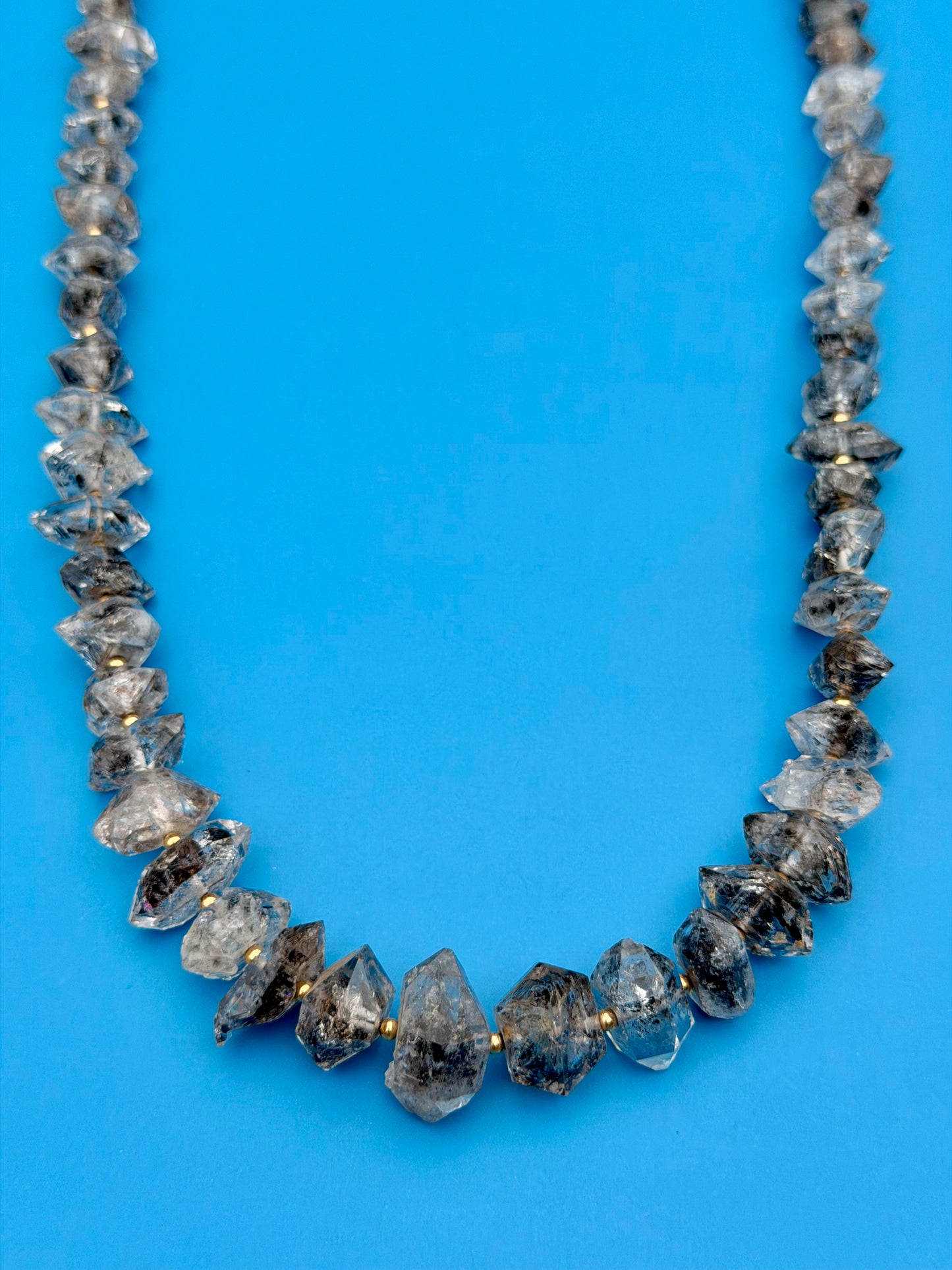 Goldfilled Salt & Pepper Chunky Herkimer Diamond Necklace