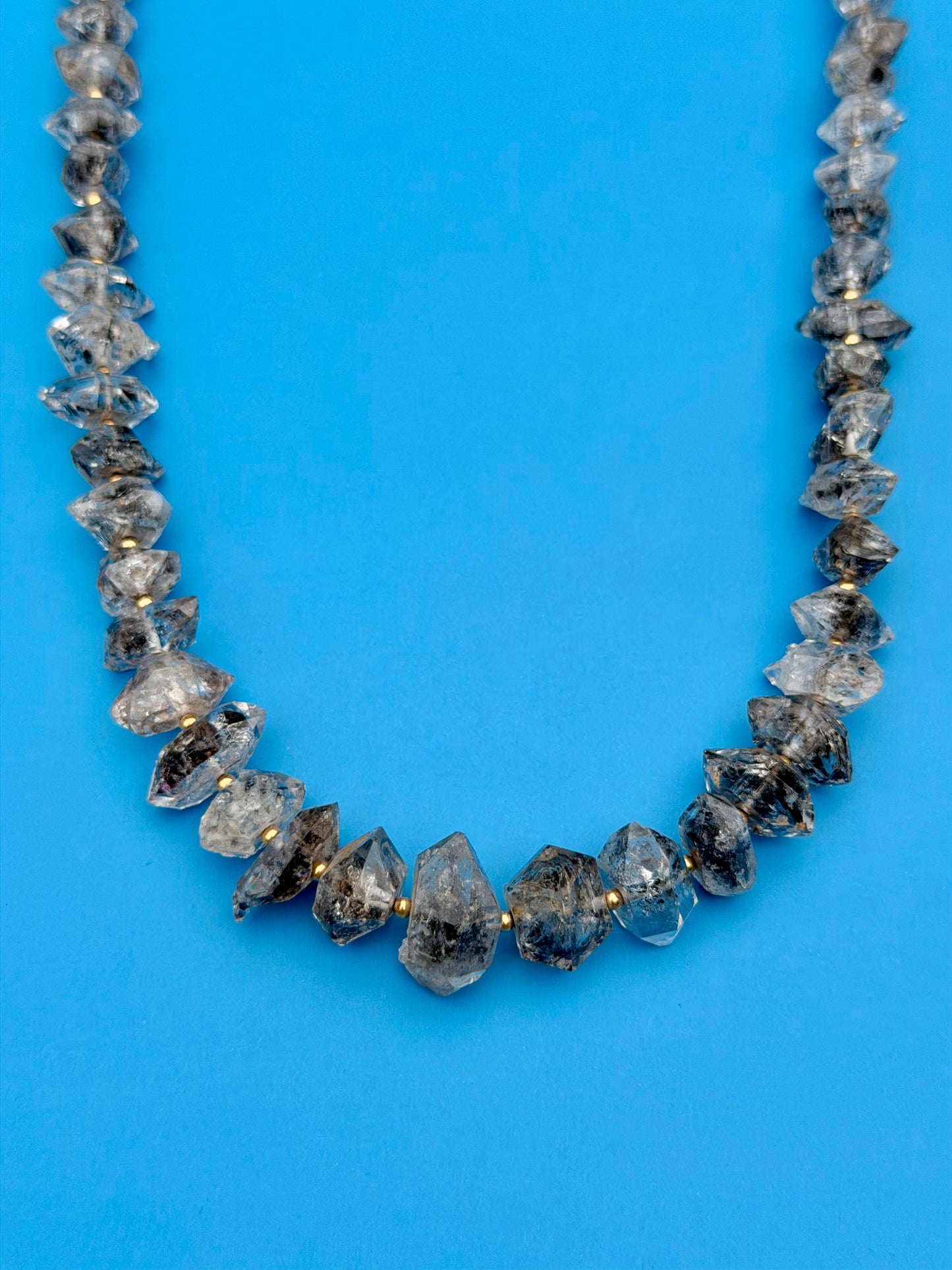 Goldfilled Salt & Pepper Chunky Herkimer Diamond Necklace