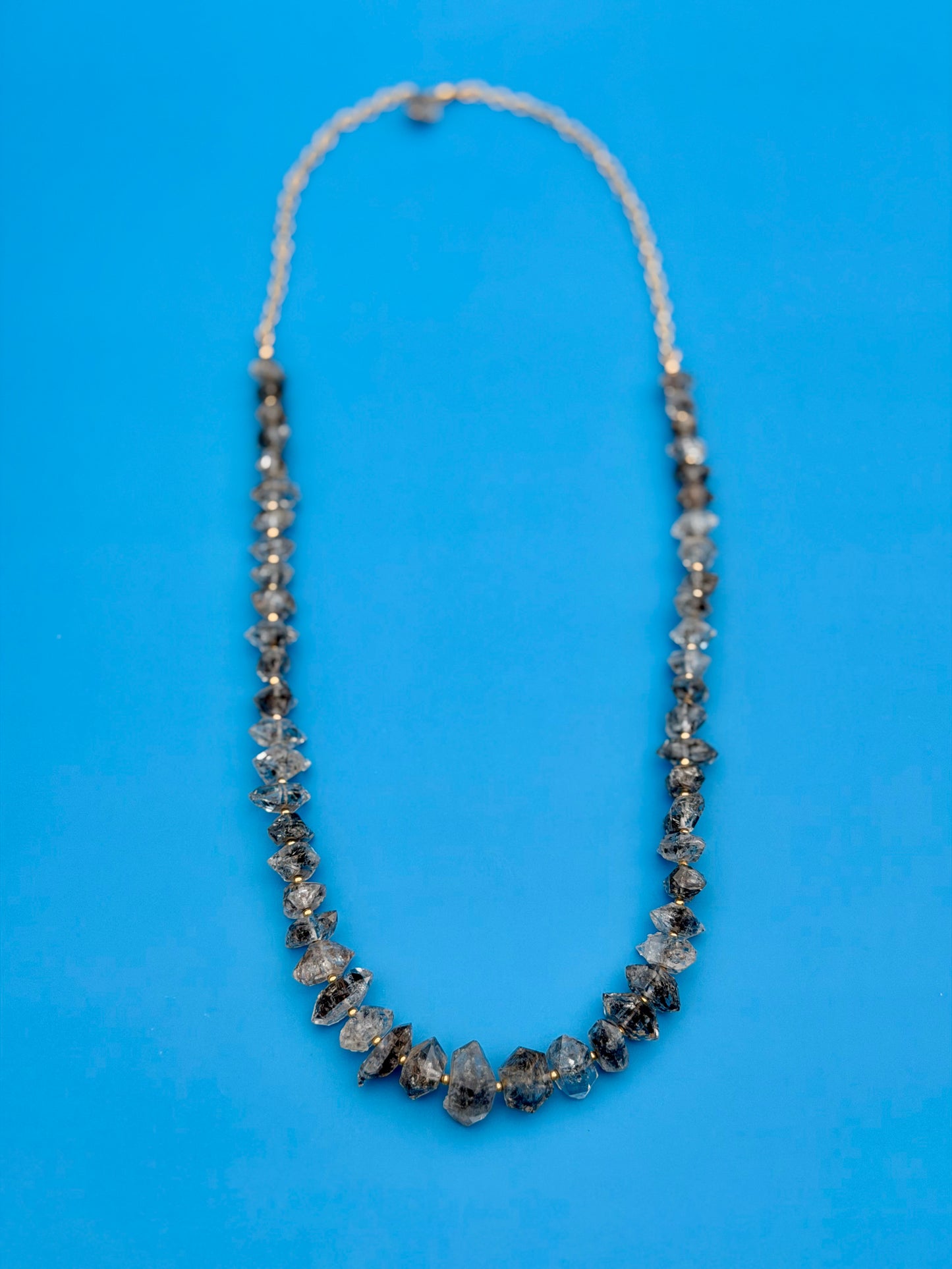 Goldfilled Salt & Pepper Chunky Herkimer Diamond Necklace