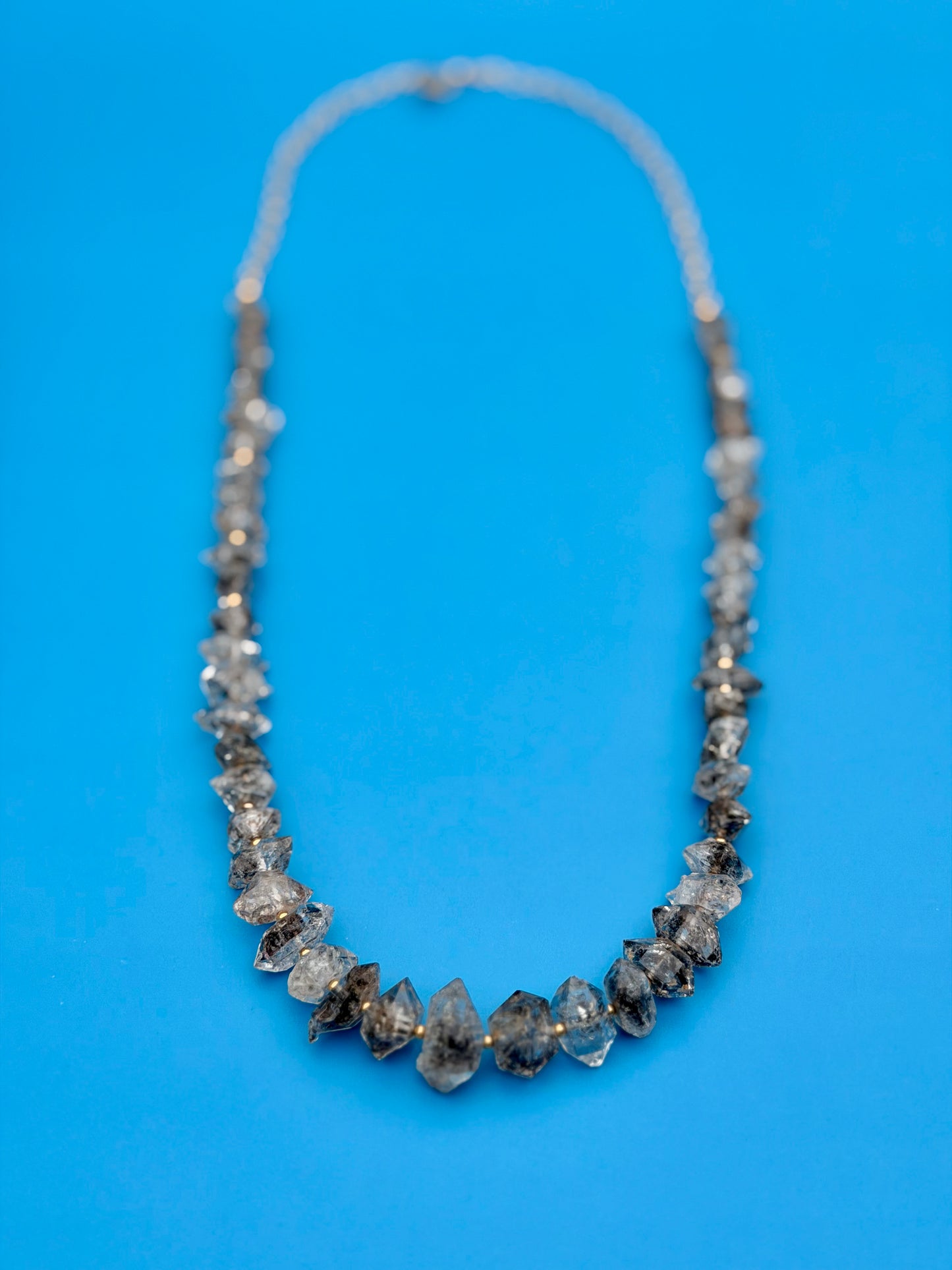Goldfilled Salt & Pepper Chunky Herkimer Diamond Necklace