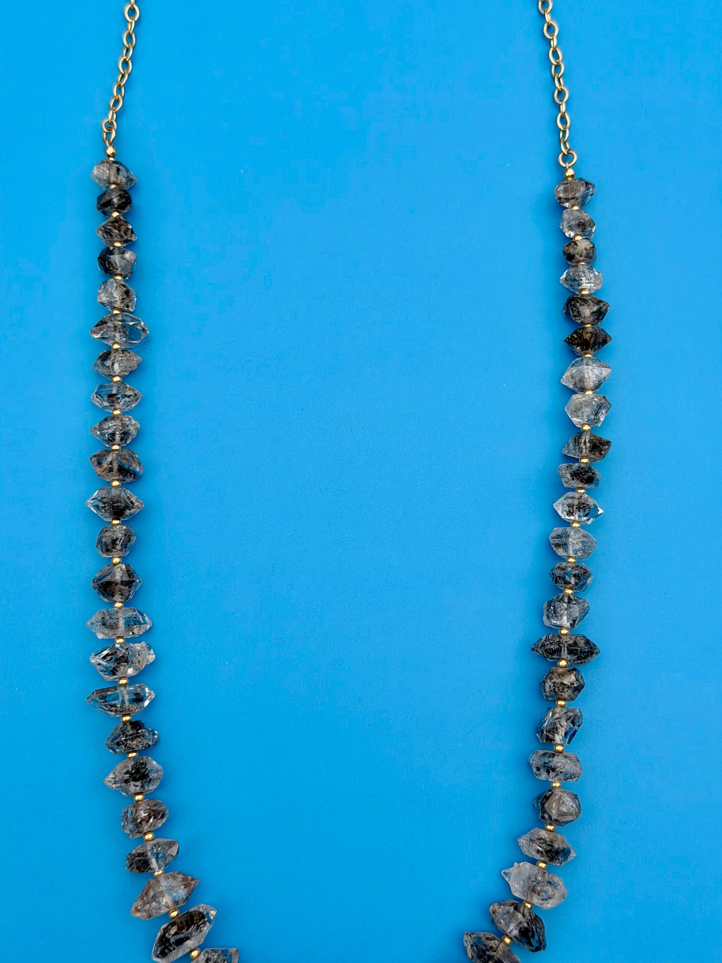Goldfilled Salt & Pepper Chunky Herkimer Diamond Necklace
