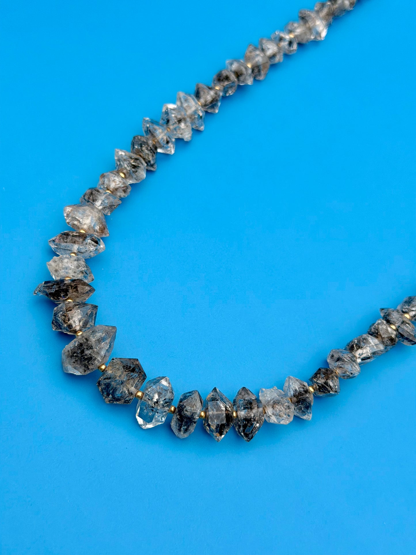 Goldfilled Salt & Pepper Chunky Herkimer Diamond Necklace