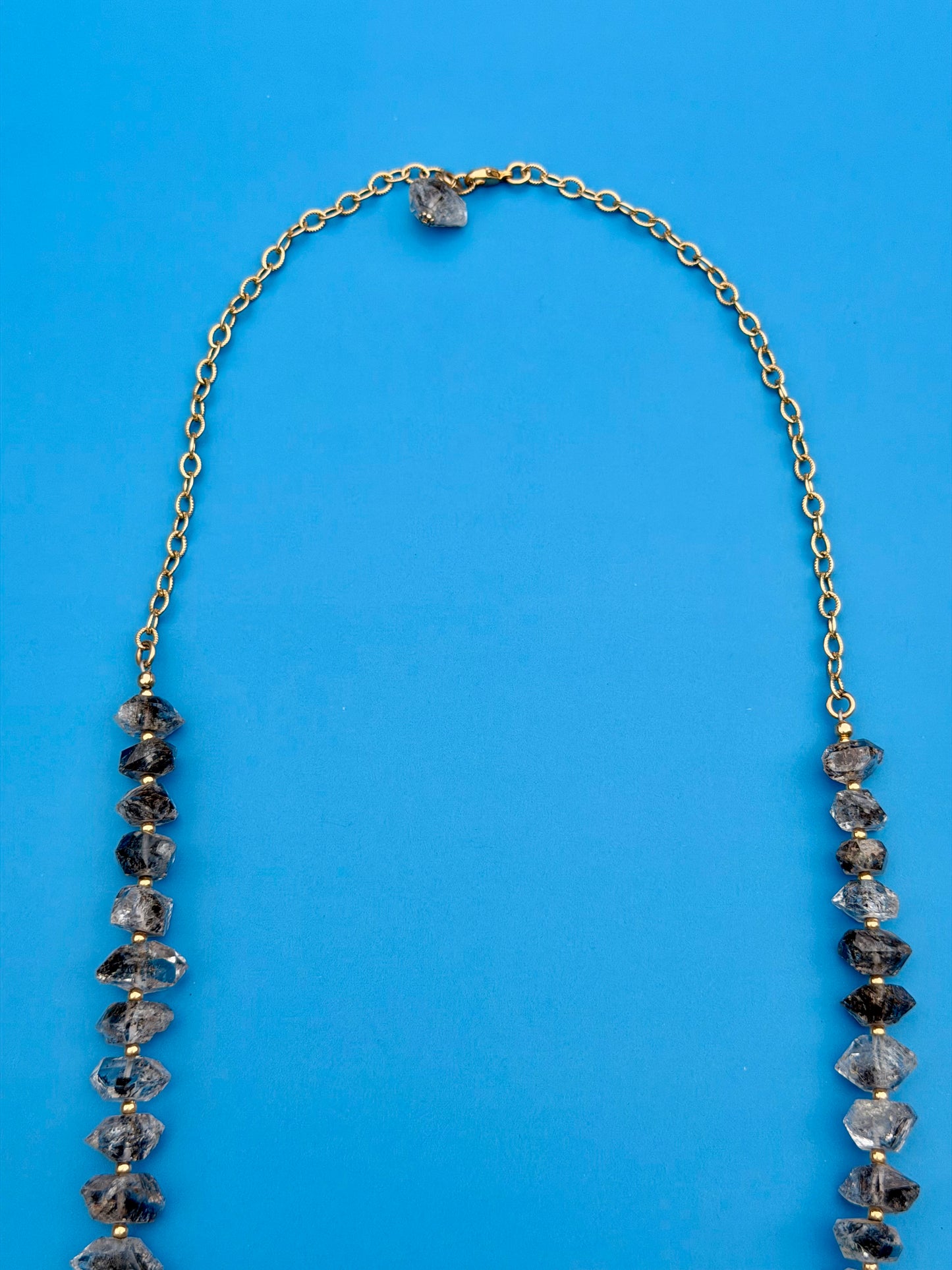 Goldfilled Salt & Pepper Chunky Herkimer Diamond Necklace