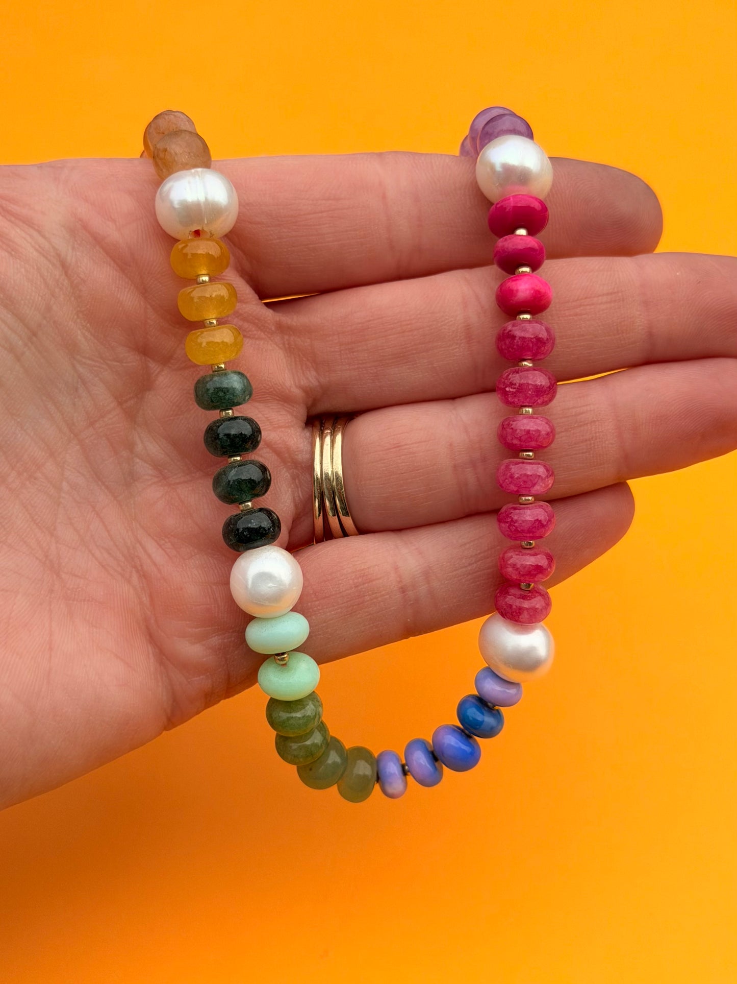 Candy Gem & Freshwater Pearl Necklace