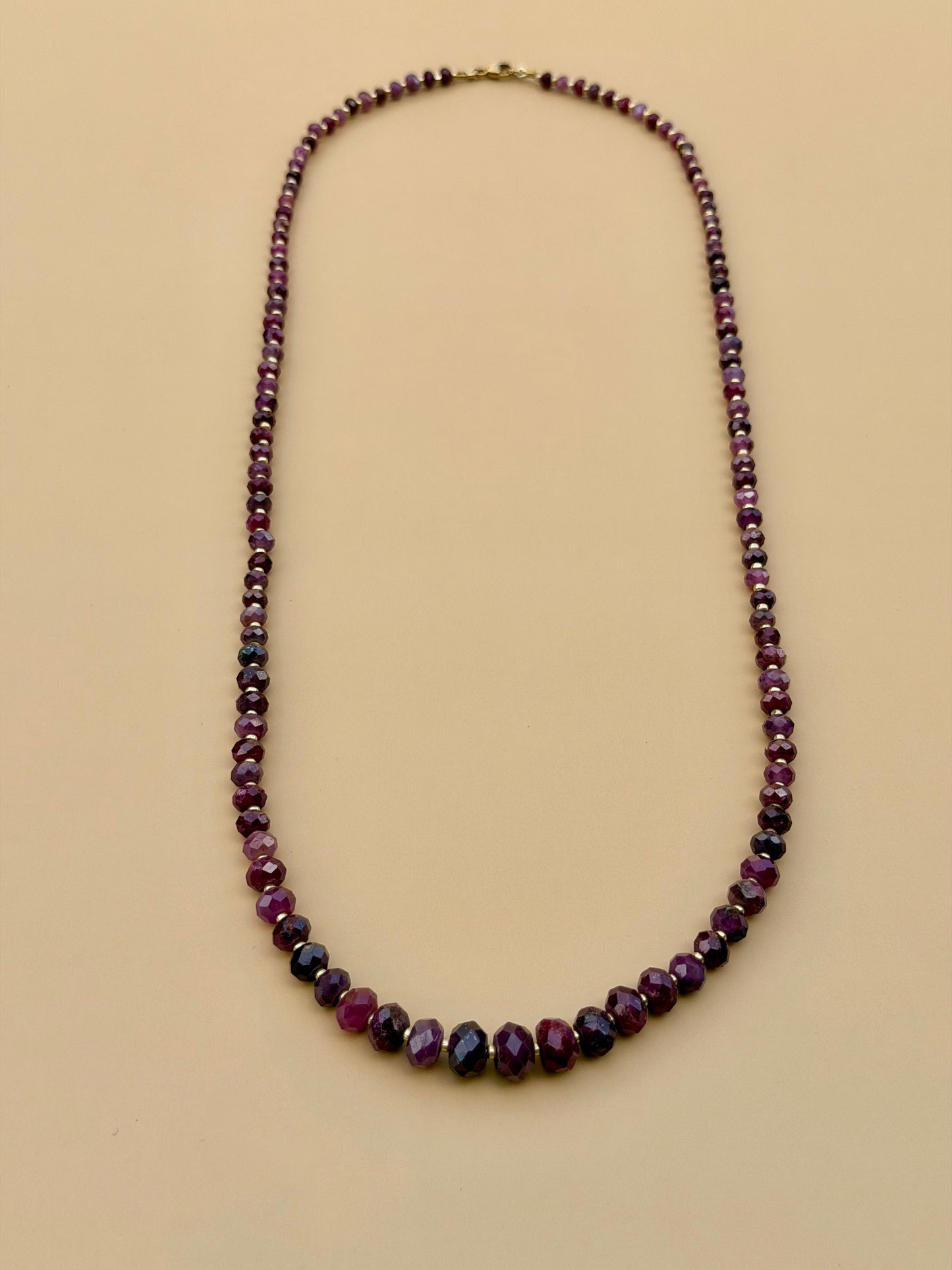 Goldfilled Grade AAA Ruby Graduated Strand