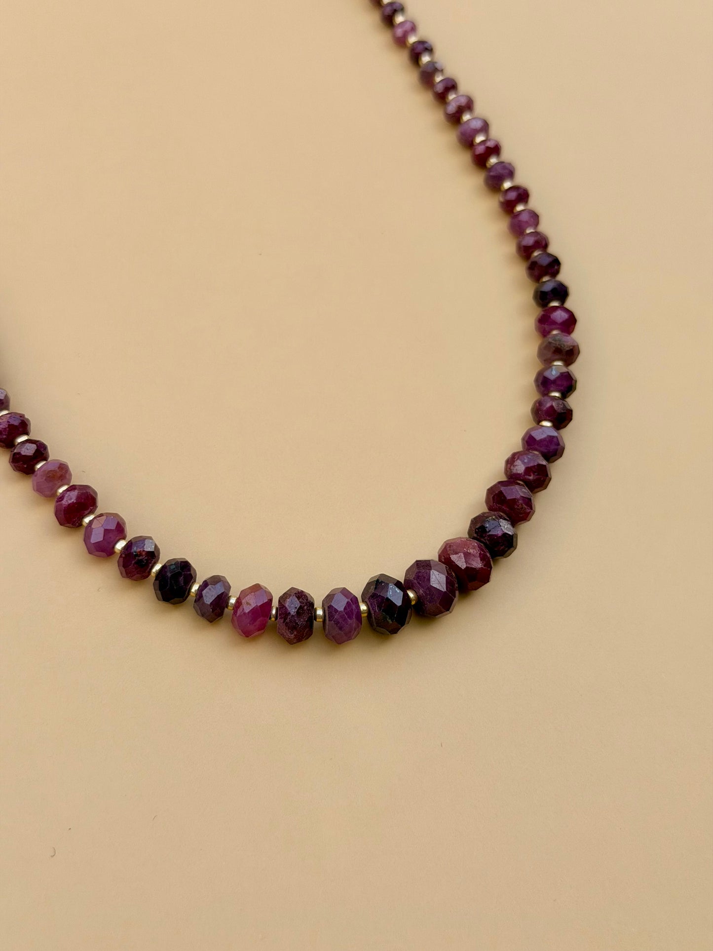 Goldfilled Grade AAA Ruby Graduated Strand