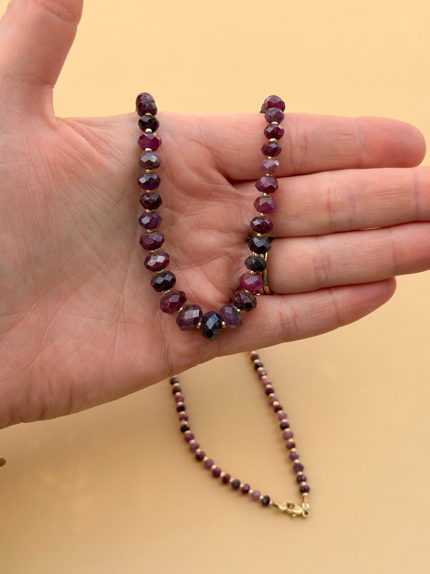 Goldfilled Grade AAA Ruby Graduated Strand