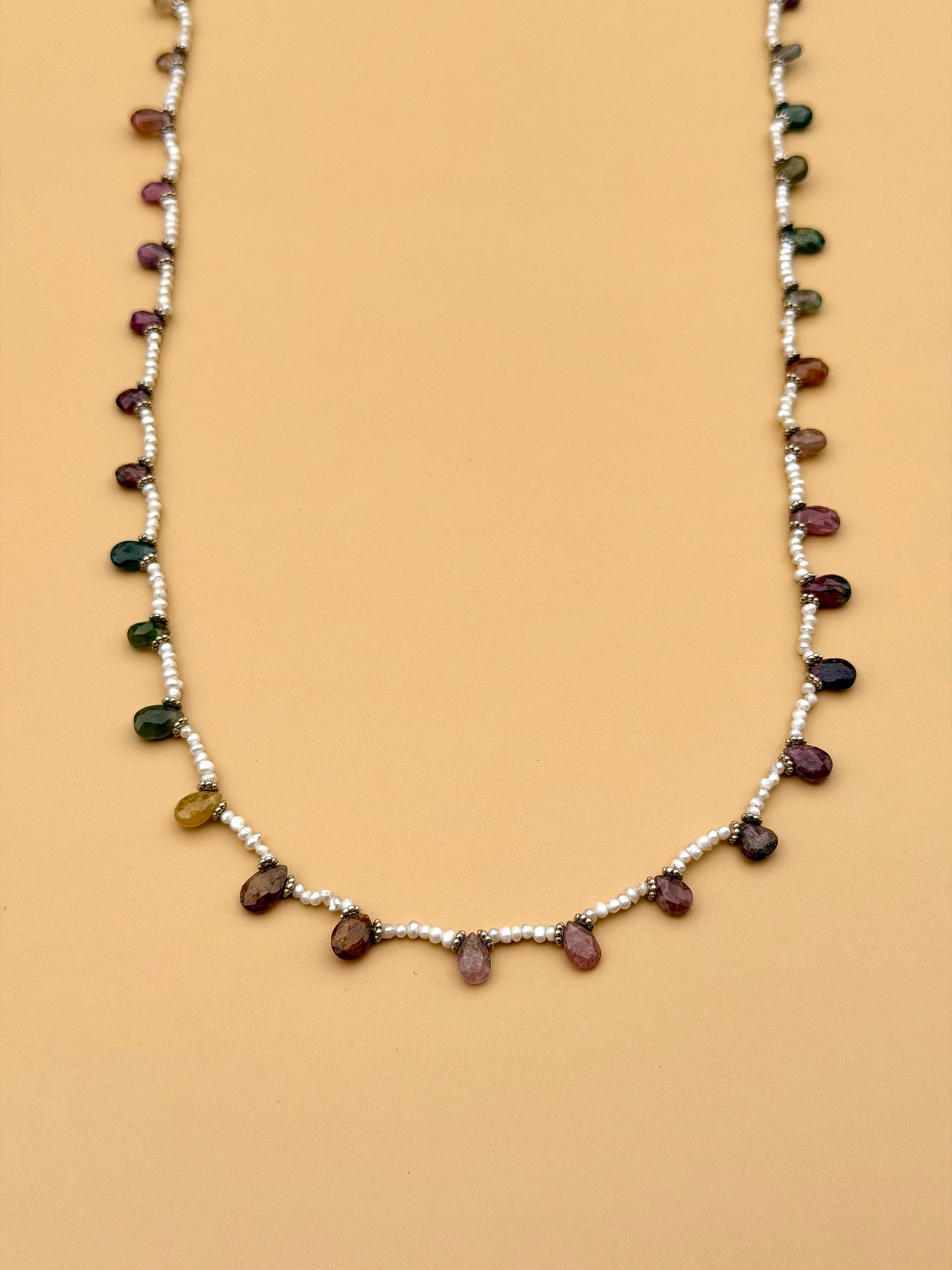 Freshwater Pearl & Watermelon Tourmaline Long Strand