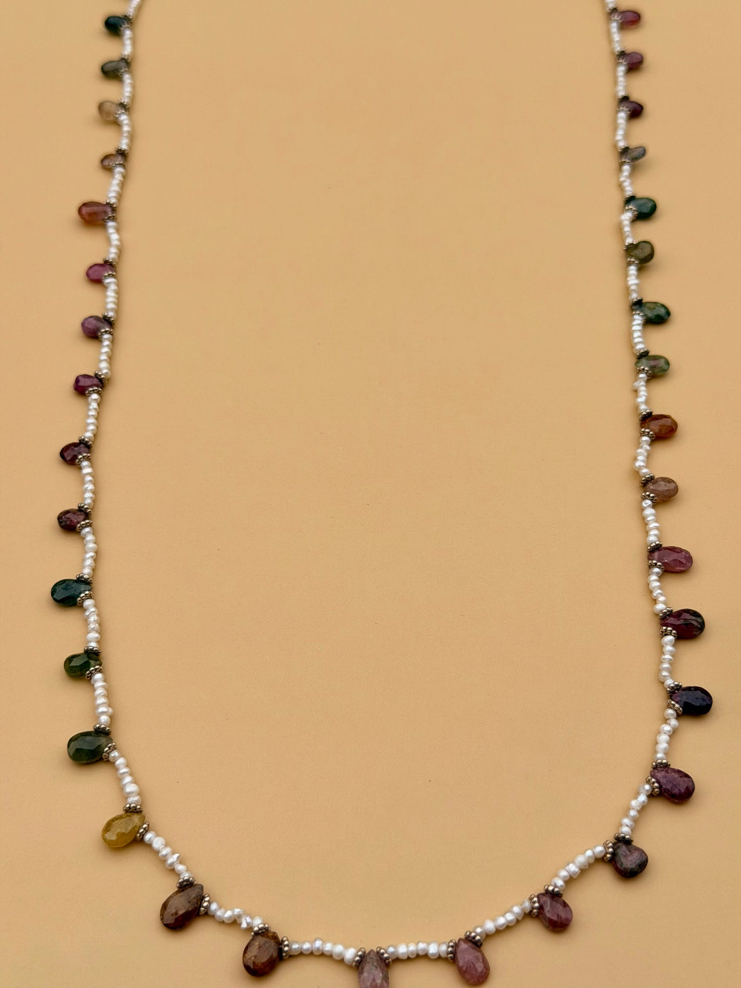 Freshwater Pearl & Watermelon Tourmaline Long Strand