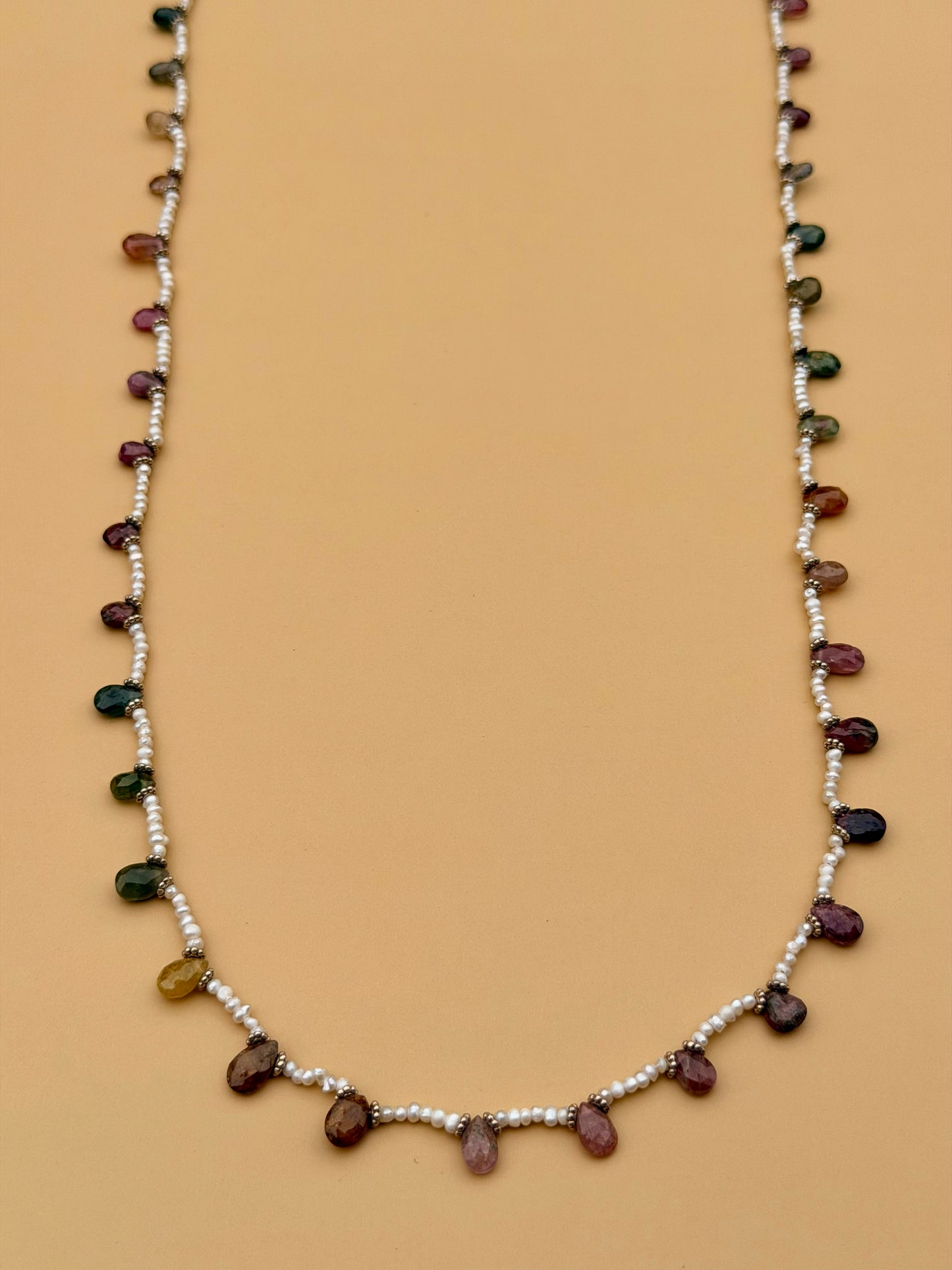 Freshwater Pearl & Watermelon Tourmaline Long Strand