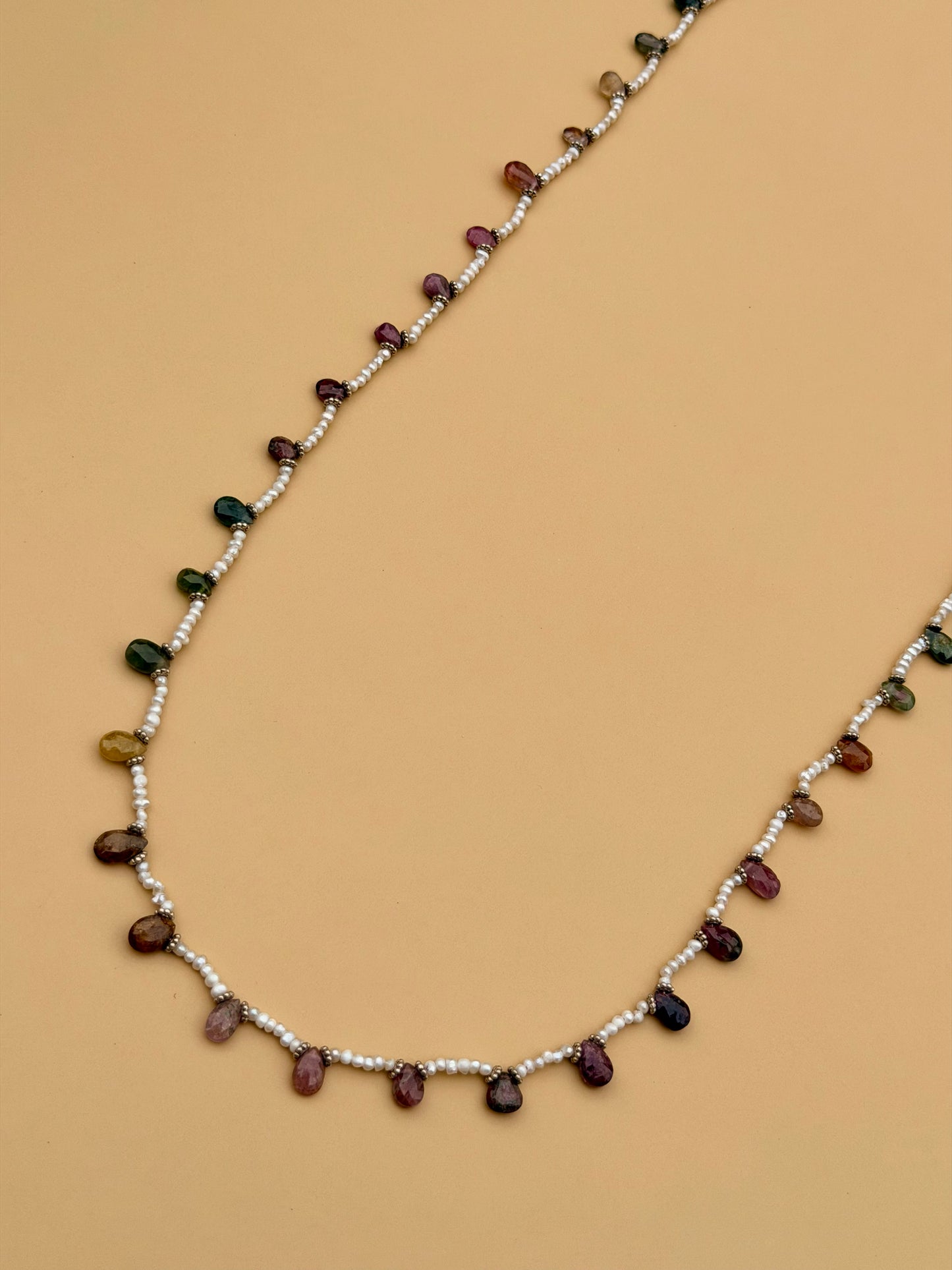 Freshwater Pearl & Watermelon Tourmaline Long Strand
