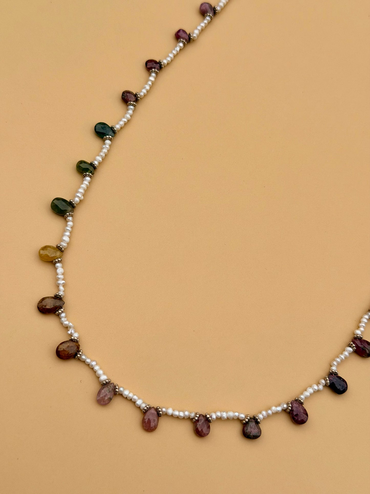 Freshwater Pearl & Watermelon Tourmaline Long Strand