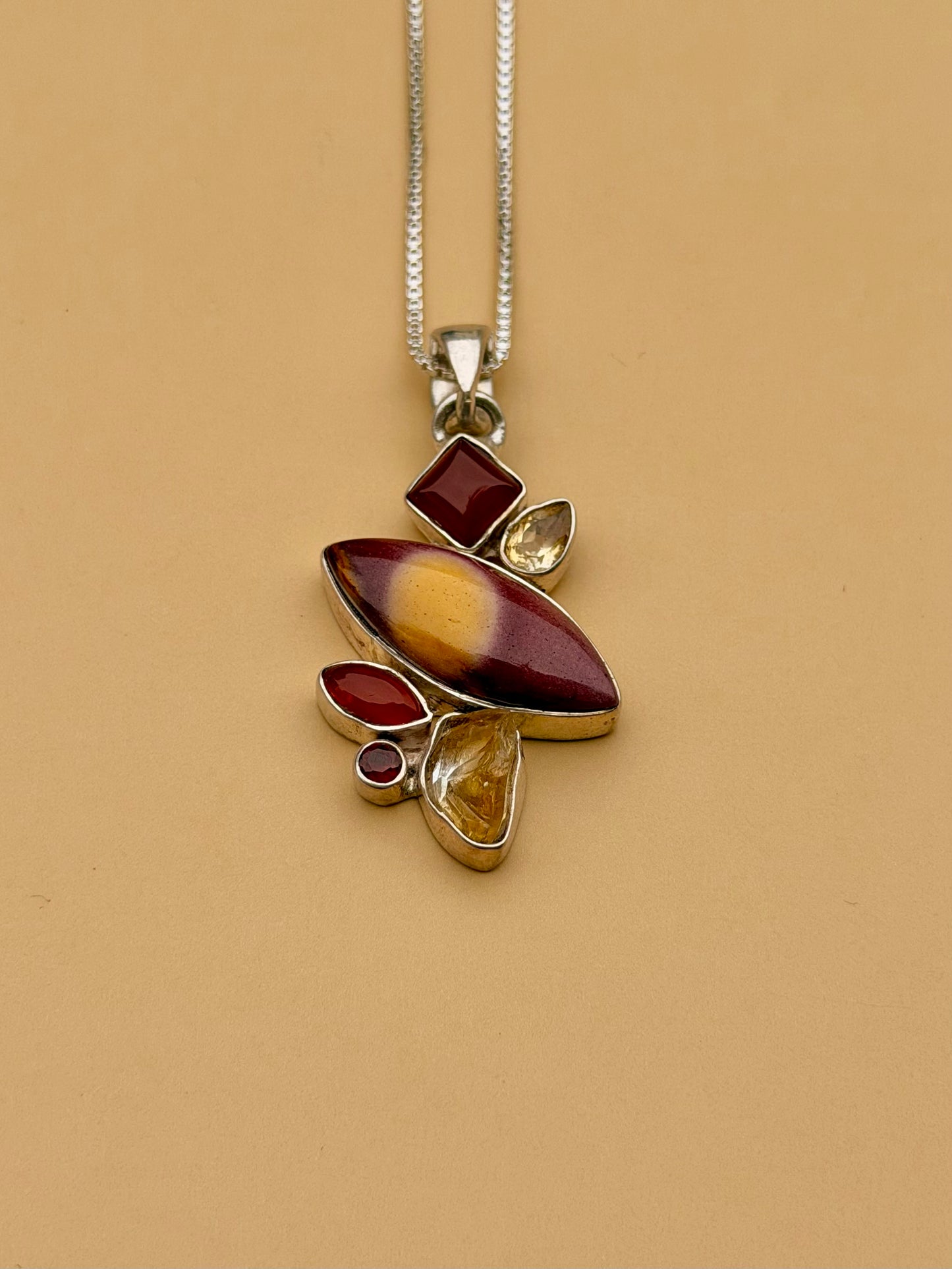 Carnelian, Mookaite, Garnet & Citrine Necklace