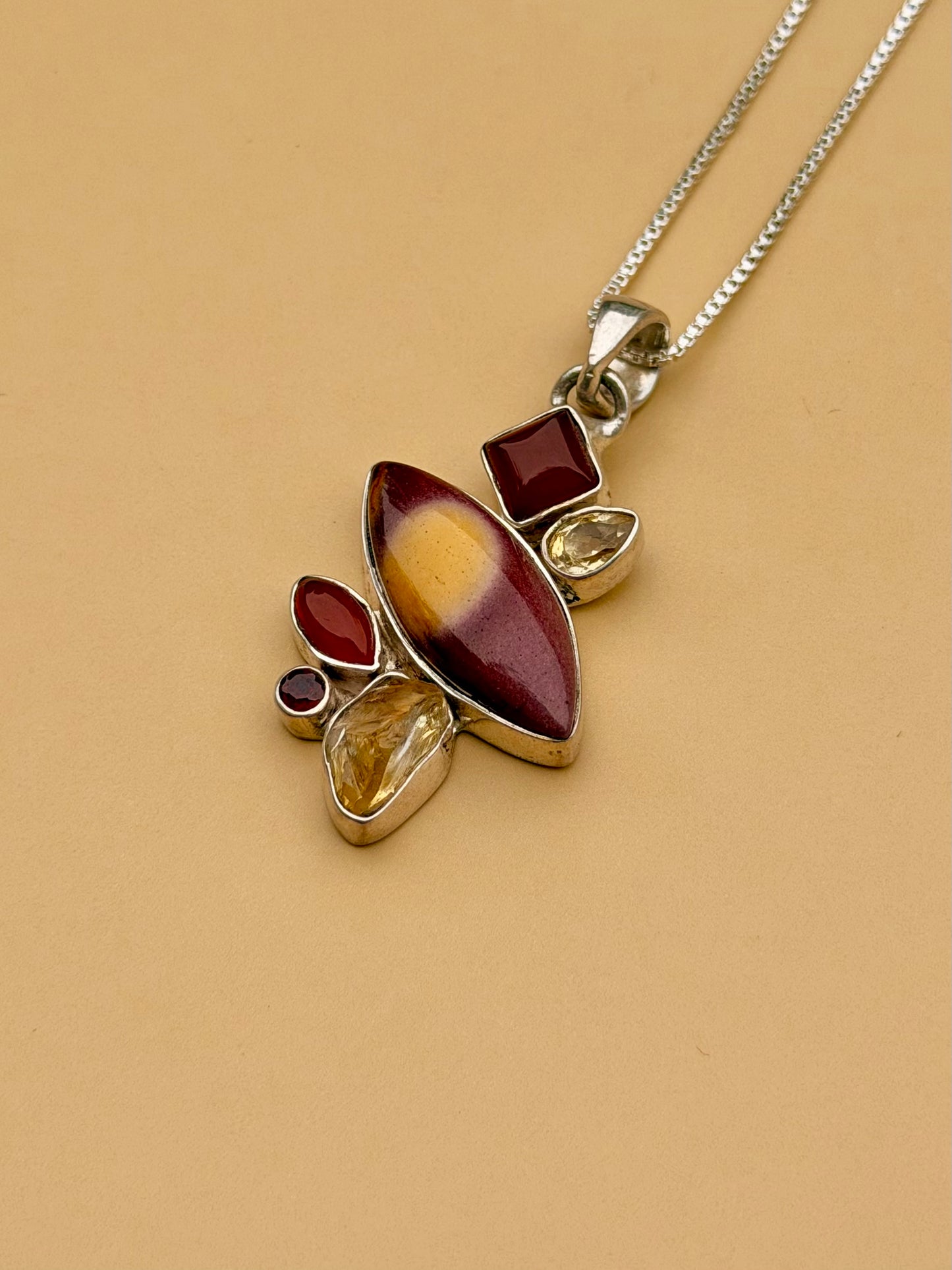 Carnelian, Mookaite, Garnet & Citrine Necklace