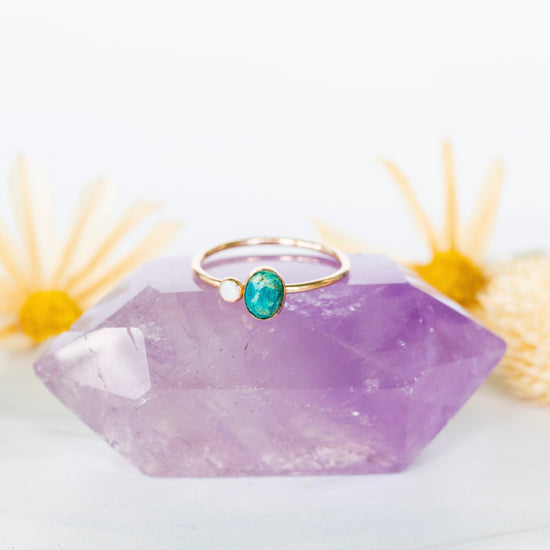Load image into Gallery viewer, Duo Chrysocolla &amp;amp; Opal Ring
