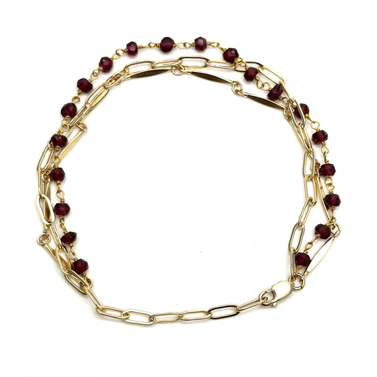 Load image into Gallery viewer, Lana Gold 3-Layer Garnet Bracelet
