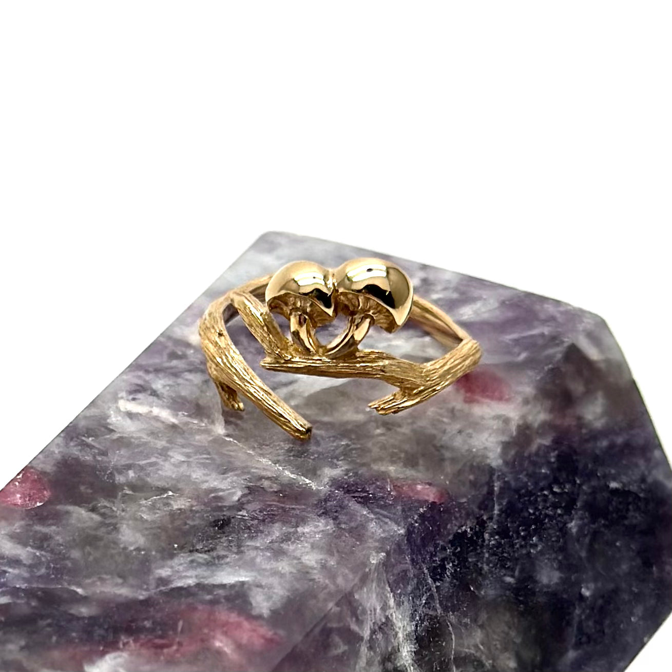 Load image into Gallery viewer, Gold Mushroom &amp;amp; Branch Adjustable Ring
