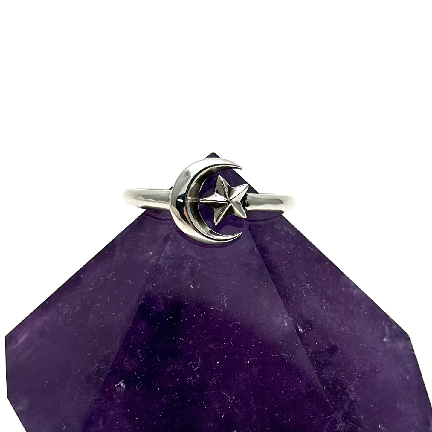Load image into Gallery viewer, Moon &amp;amp; Star Silver Adjustable Ring
